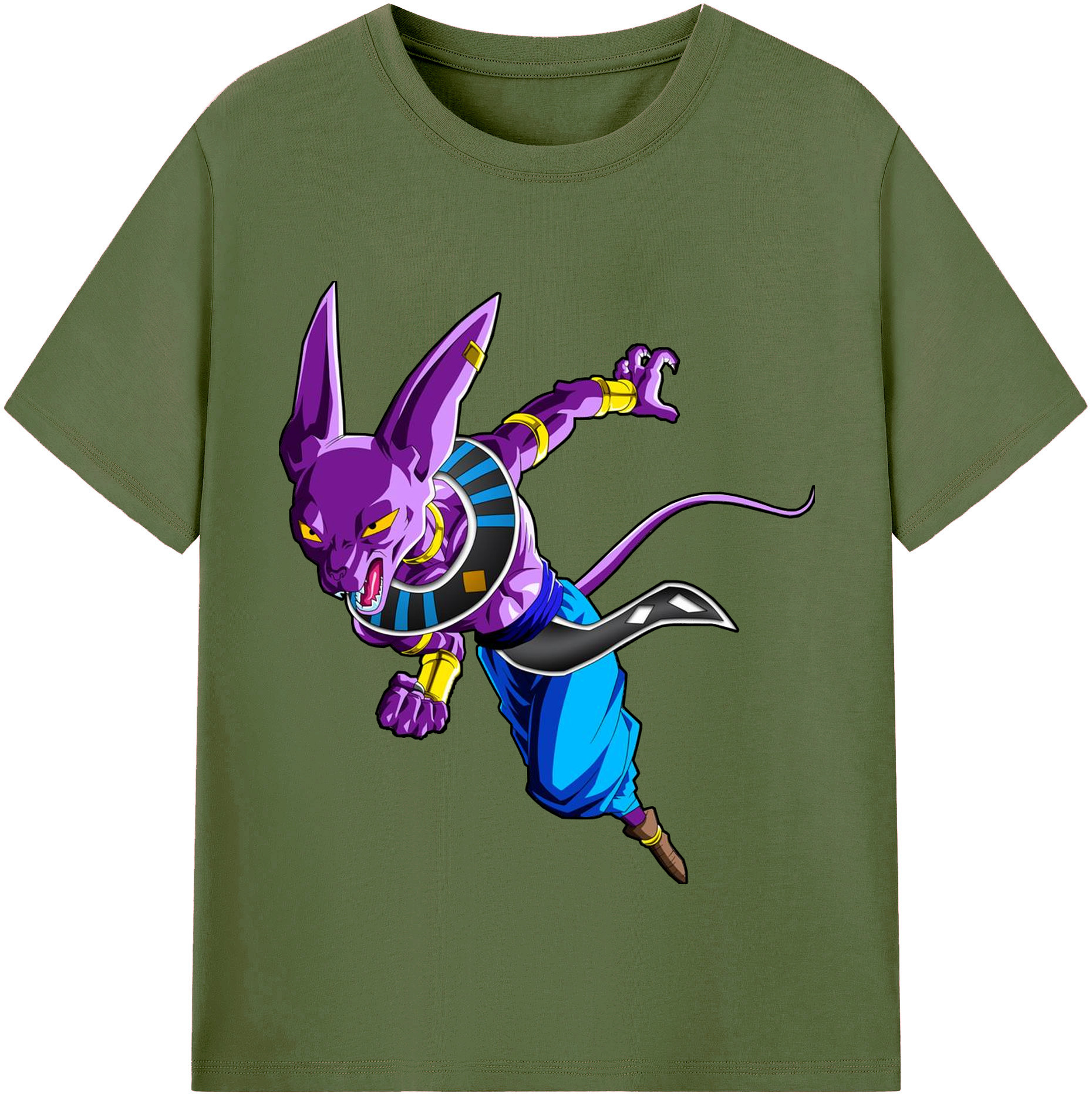 （画像用） ドラゴンボール ビルス 破壊神ビルス DRAGON BALL Beerus Birusu 綿100％半袖Tシャツ（フロントプリント）
